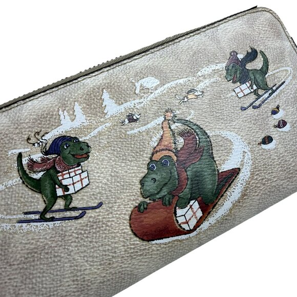 Coach Accordion Zip Wallet In Signature Canvas With Rexy - Picture 2 of 10